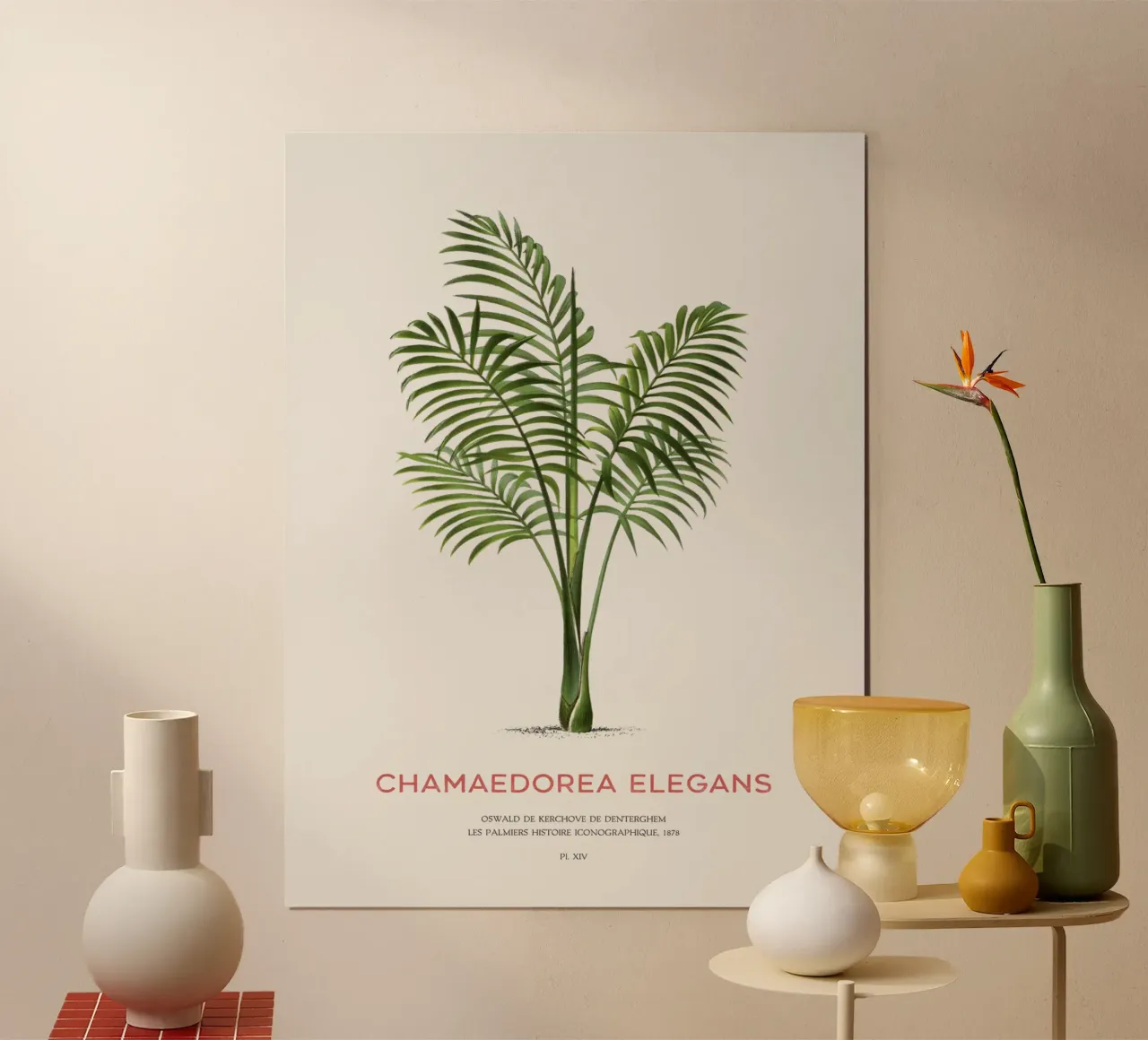 Sierpalm of Chamaedorea elegans poster met kunststof frame van Vintagrafica