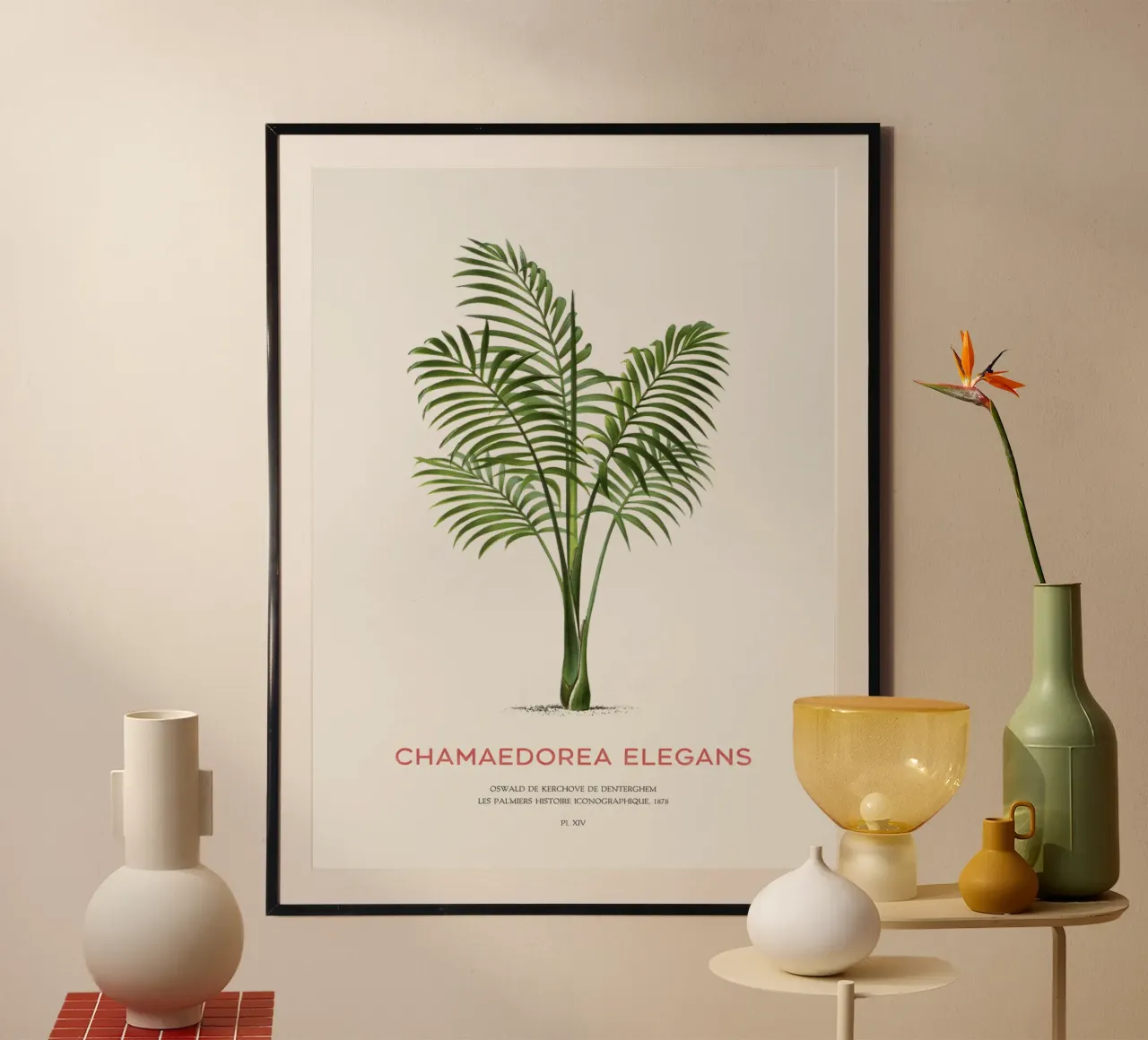 Sierpalm of Chamaedorea elegans poster met kunststof frame van Vintagrafica