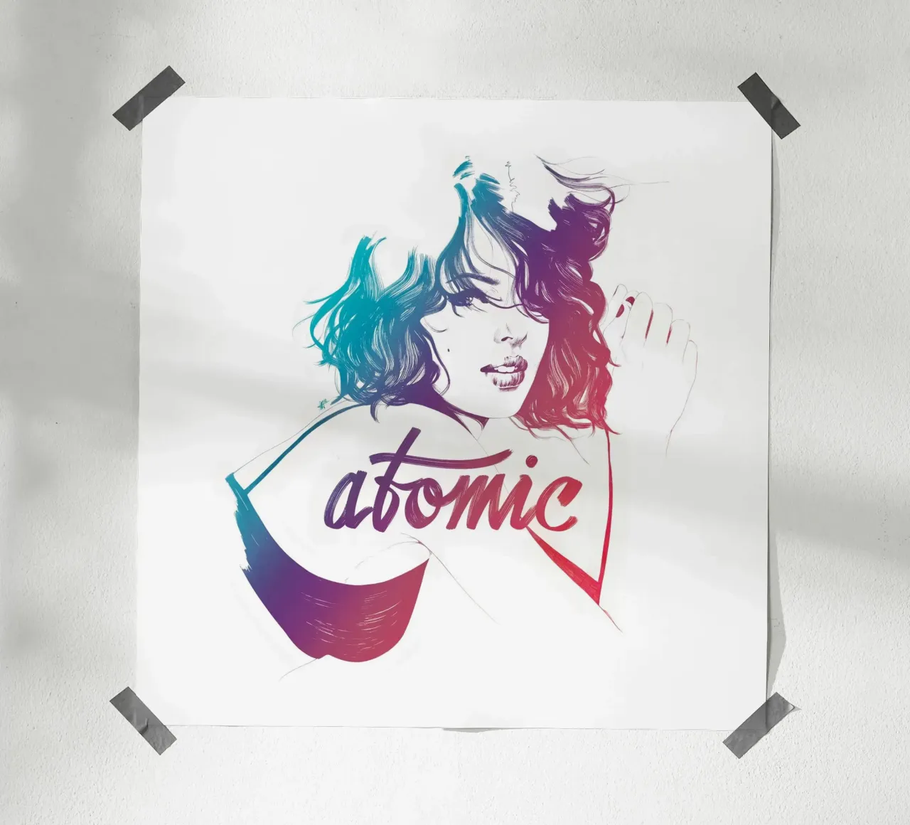 Atomic poster con telaio in legno da Manuel Rebollo