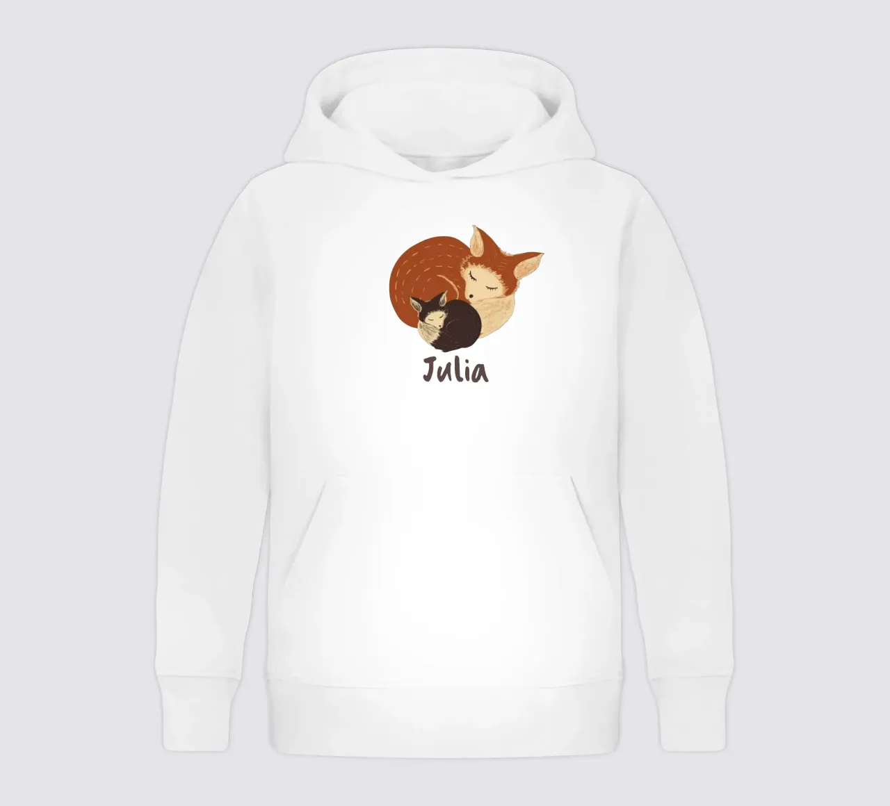 Madre durmiente y bebé zorro: Regalo para bebé totalmente personalizable sudadera con capucha para niño de Studio Patruschka