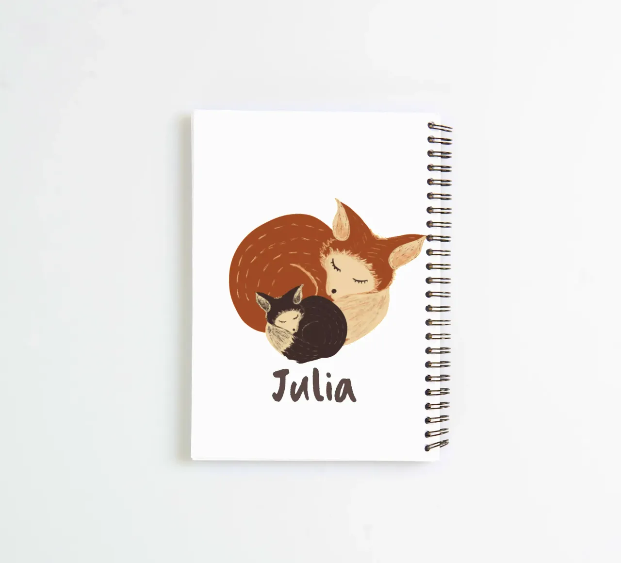 Sleeping Mother and Baby Fox: Fully Customizable Baby Gift spiral notebook by Studio Patruschka