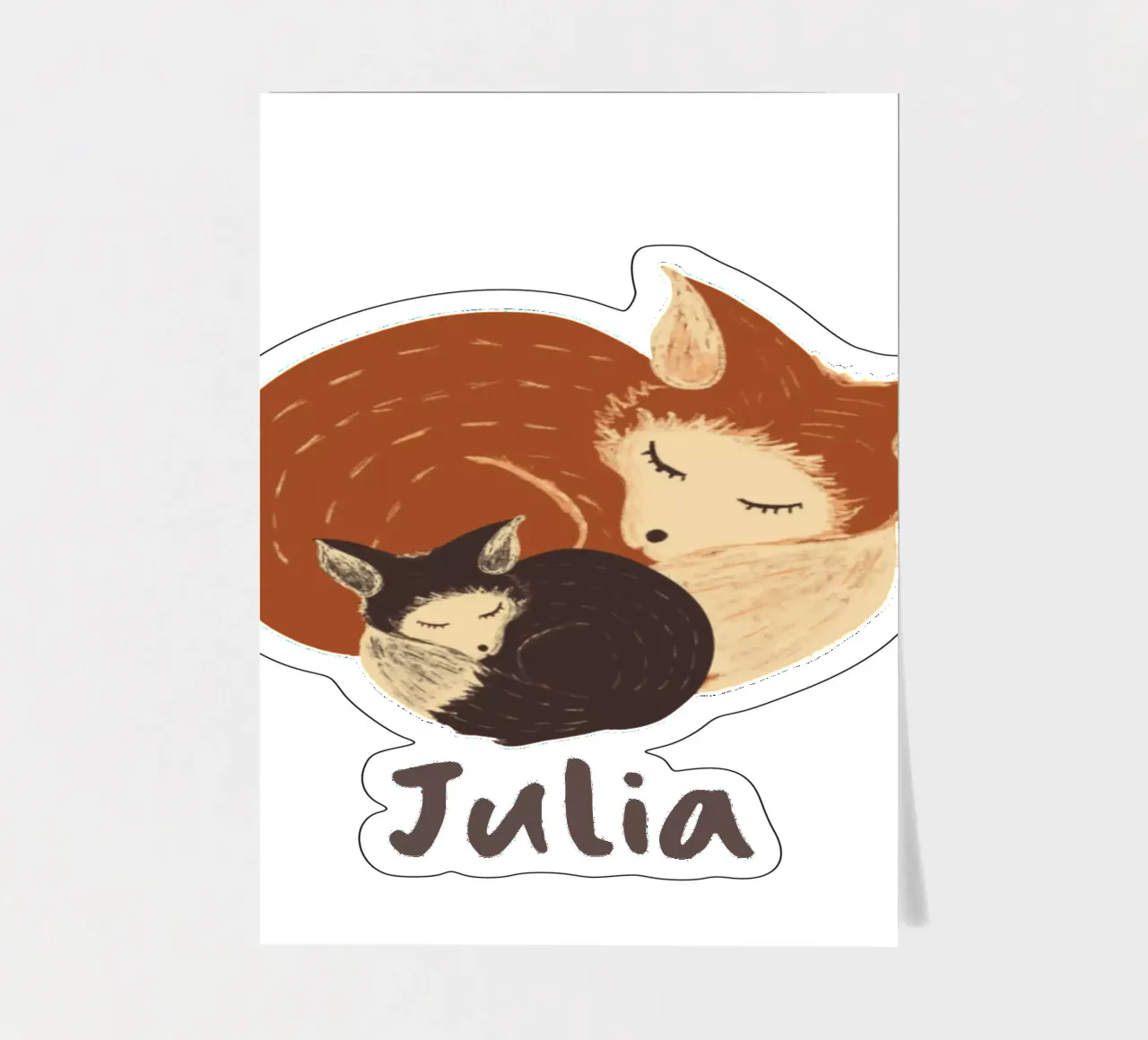 Sleeping Mother and Baby Fox: Fully Customizable Baby Gift sticker sheet by Studio Patruschka