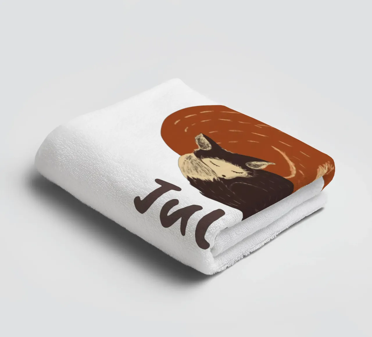 Madre addormentata e volpe neonata: Regalo per bambini completamente personalizzabile asciugamano da bagno da Studio Patruschka