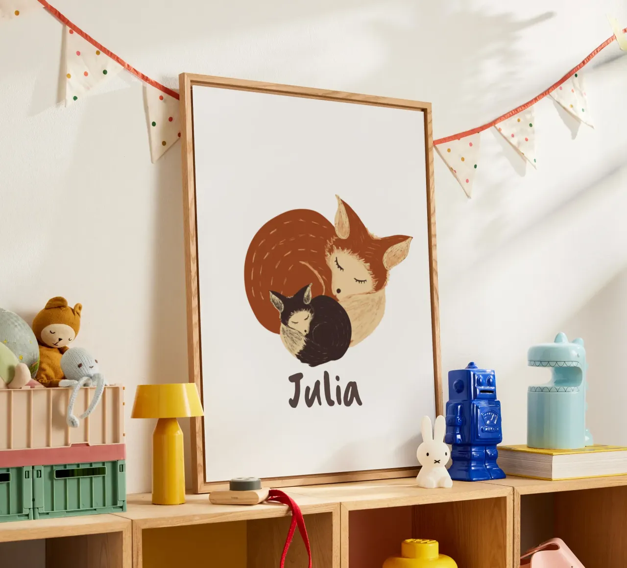 Madre durmiente y bebé zorro: Regalo para bebé totalmente personalizable metacrilato de Studio Patruschka