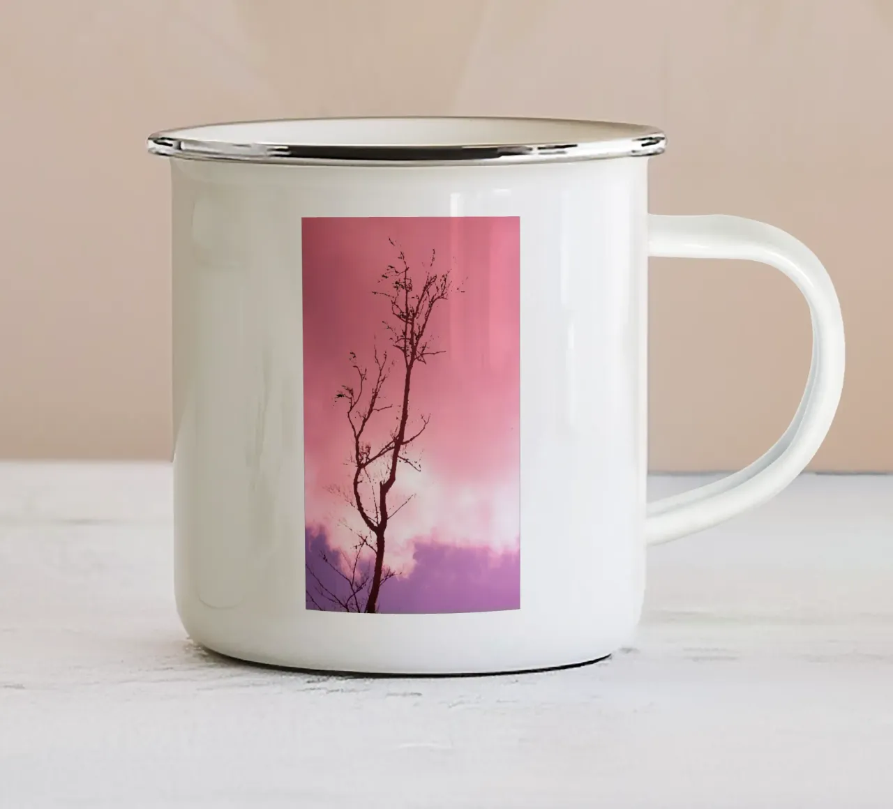 Albero al tramonto tazza in smalto da Something for you