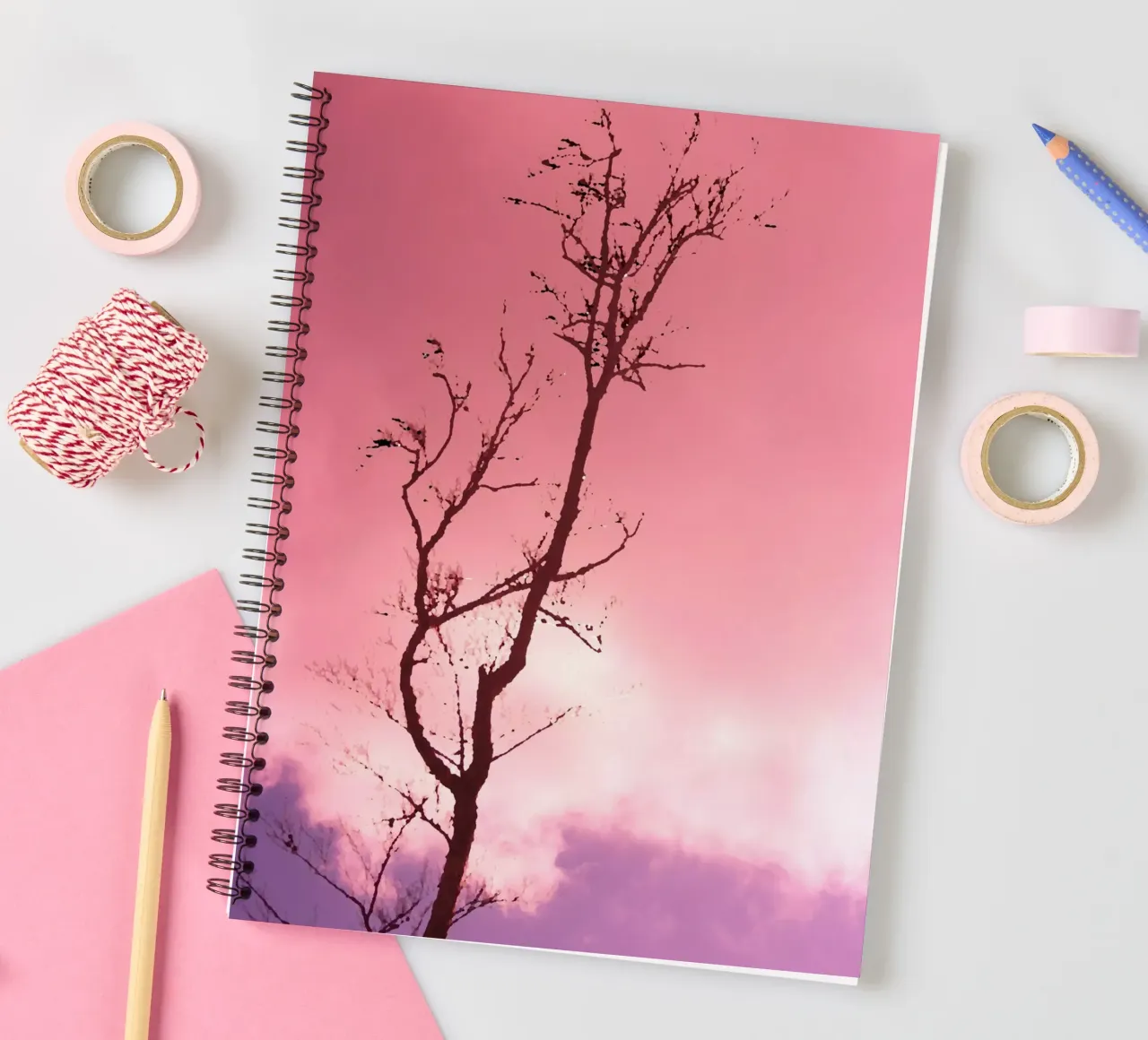 Tree in the sunset spiral notebook by Something for you