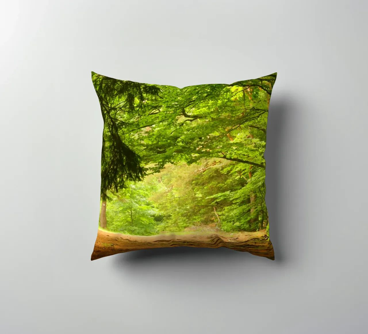 Path in the forest in summer sunshine decorative cushion by Something for you