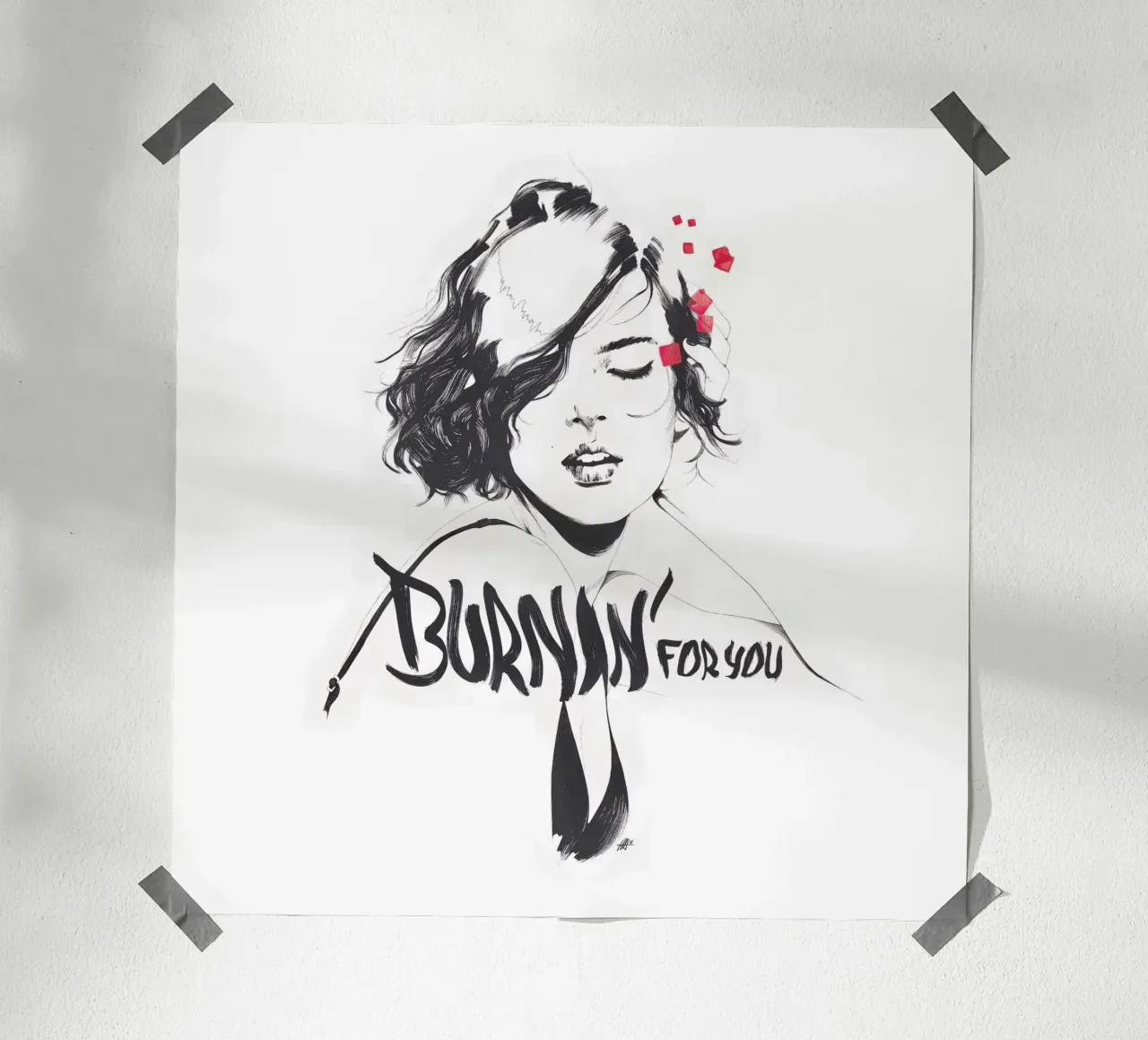 Burnin' For You poster con telaio in plastica da Manuel Rebollo