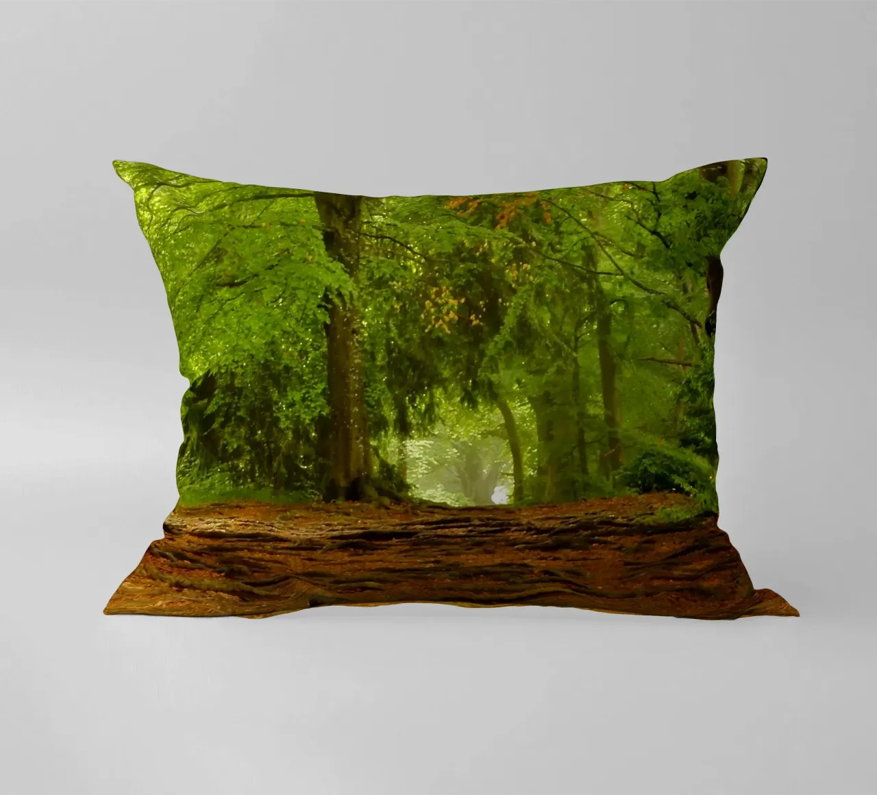 Path in the forest in summer sunshine decorative cushion by Something for you