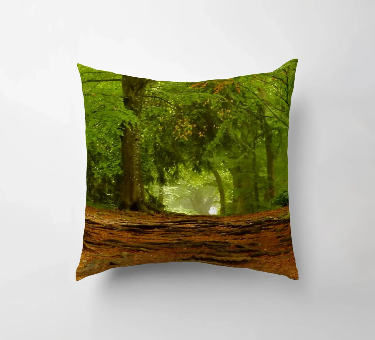 Path in the forest in summer sunshine decorative cushion by Something for you