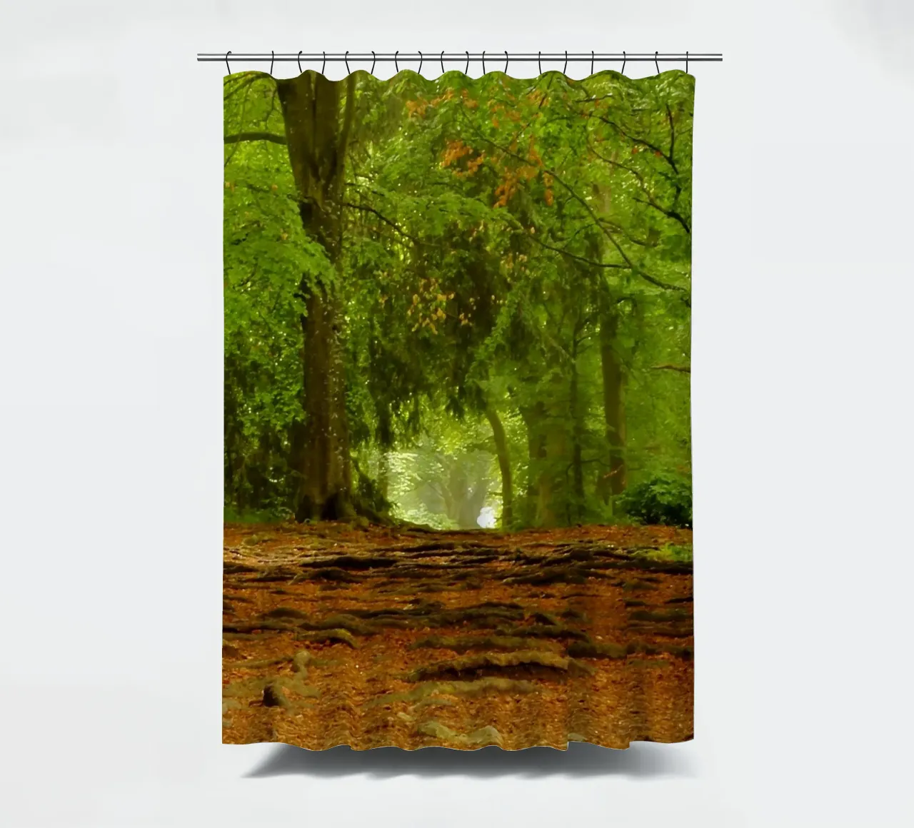 Path in the forest in summer sunshine shower curtain by Something for you