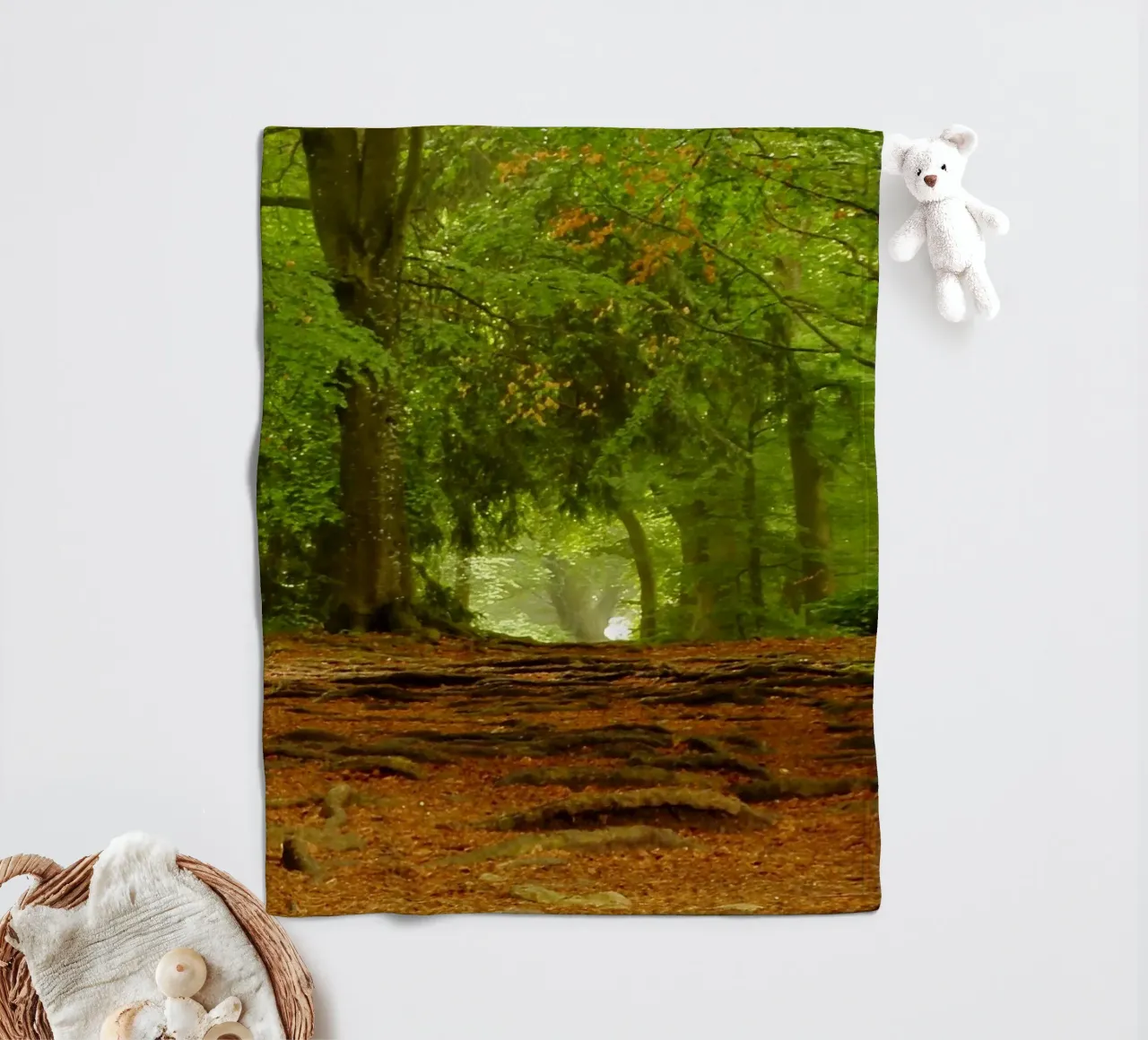 Path in the forest in summer sunshine fleece blanket by Something for you