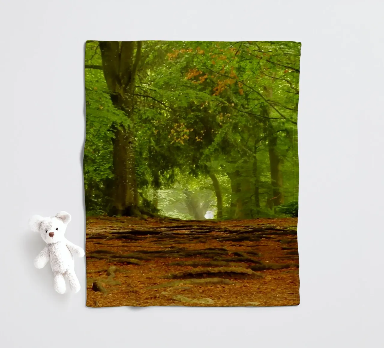 Path in the forest in summer sunshine fleece blanket by Something for you