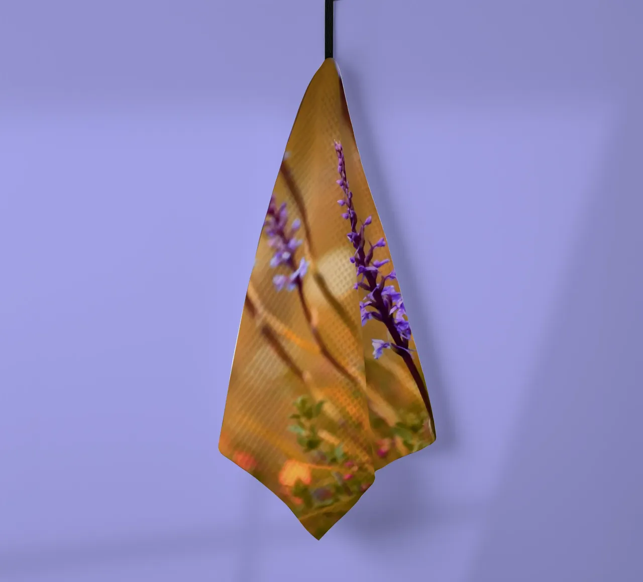 Small purple flowers in the sunshine tea towel by Something for you