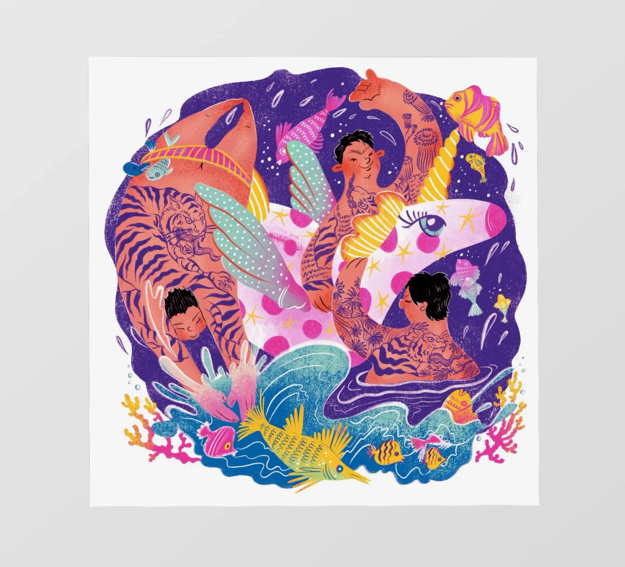 Three brothers and a unicorn float pellicola backlit da Moira Scicluna Zahra