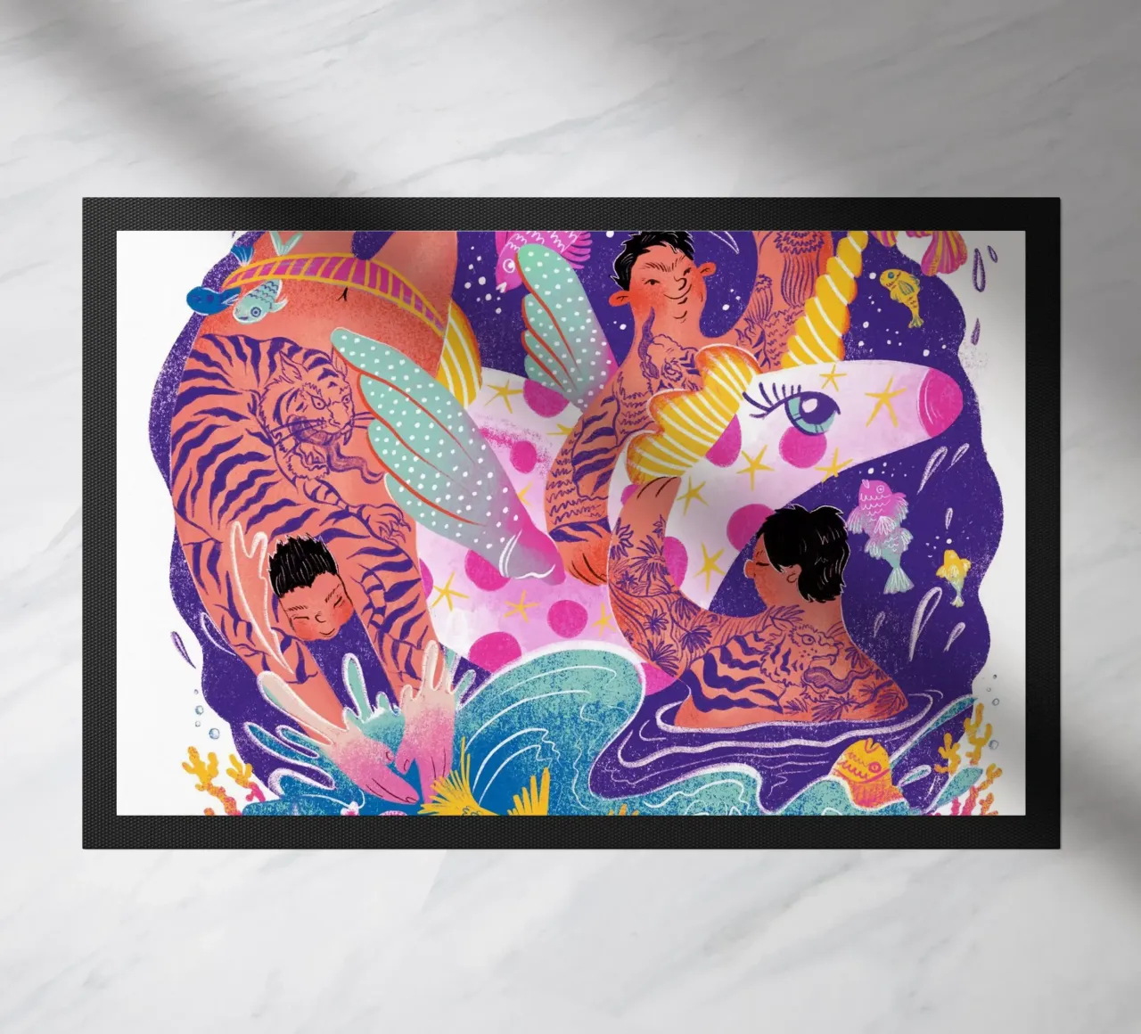 Three brothers and a unicorn float deurmat van Moira Scicluna Zahra