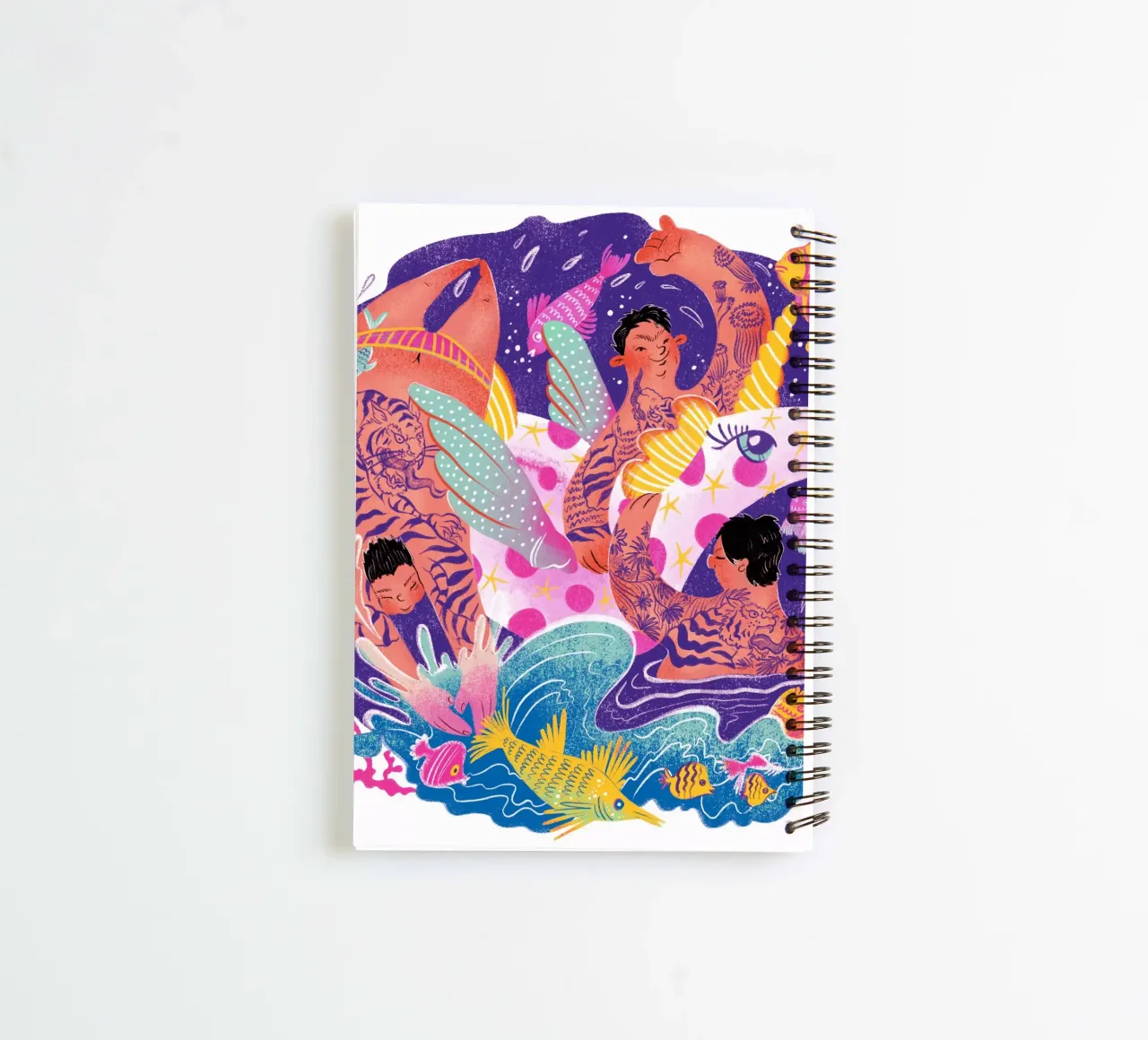 Three brothers and a unicorn float spiral notebook by Moira Scicluna Zahra