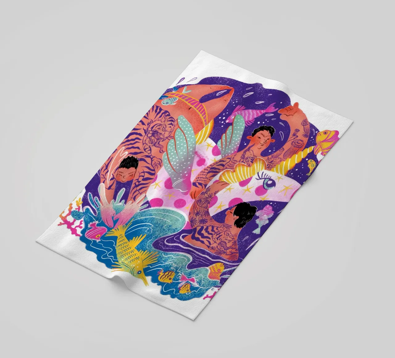 Three brothers and a unicorn float Strandtuch von Moira Scicluna Zahra