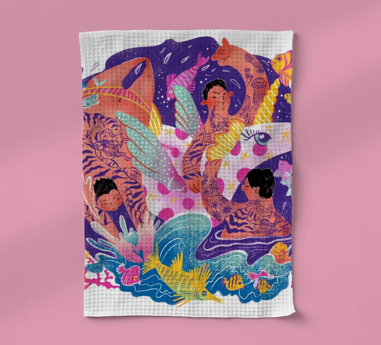 Three brothers and a unicorn float theedoek van Moira Scicluna Zahra