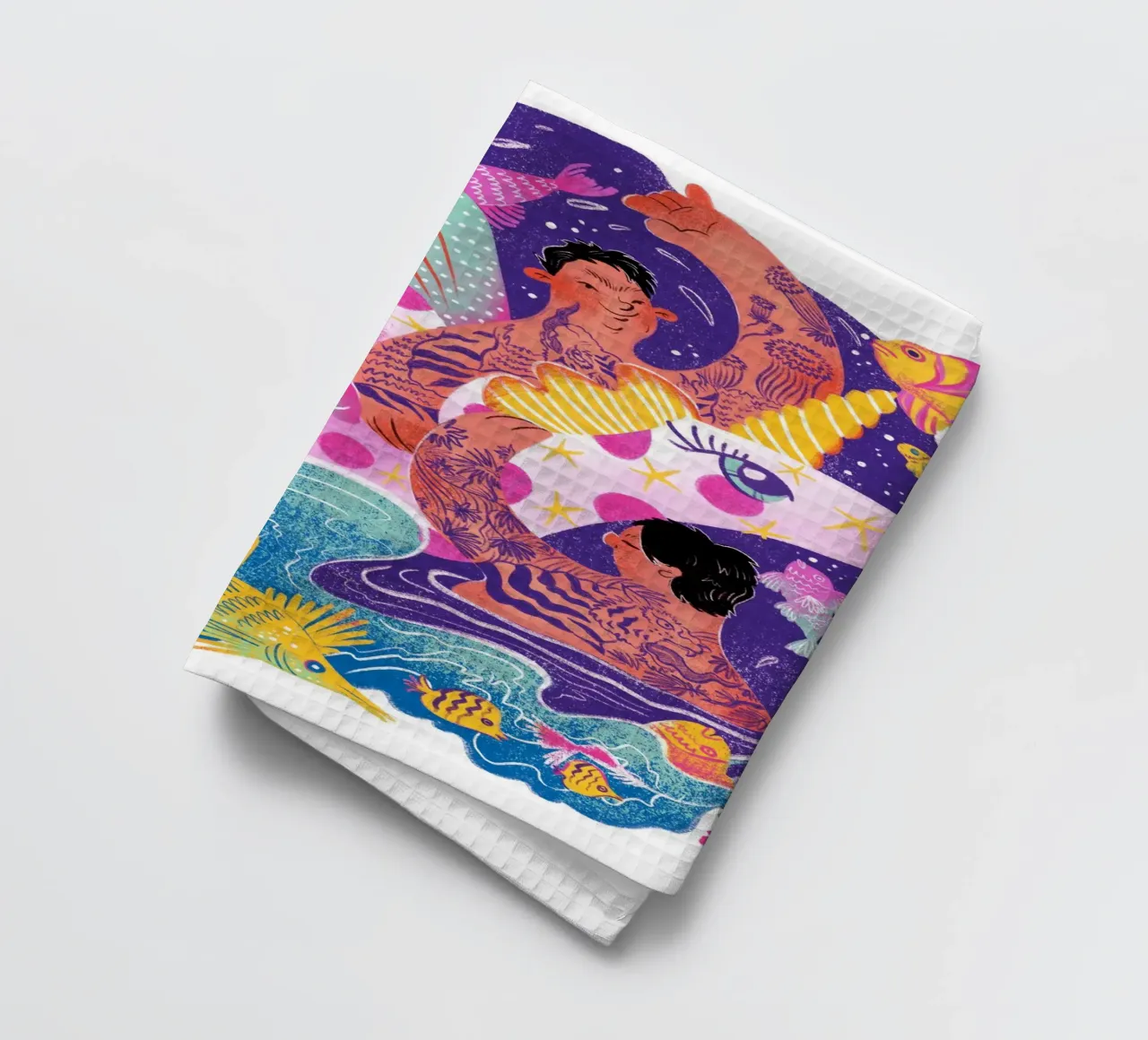 Three brothers and a unicorn float theedoek van Moira Scicluna Zahra