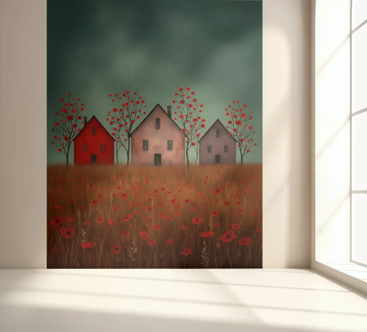 Drie huizen fotobehang van vincenzomarzocchiartist