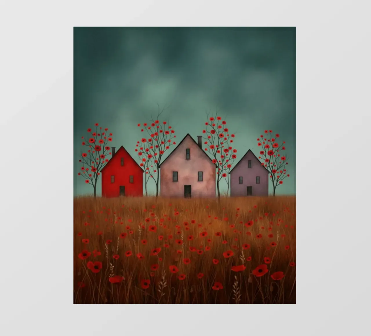 Drie huizen fotobehang van vincenzomarzocchiartist