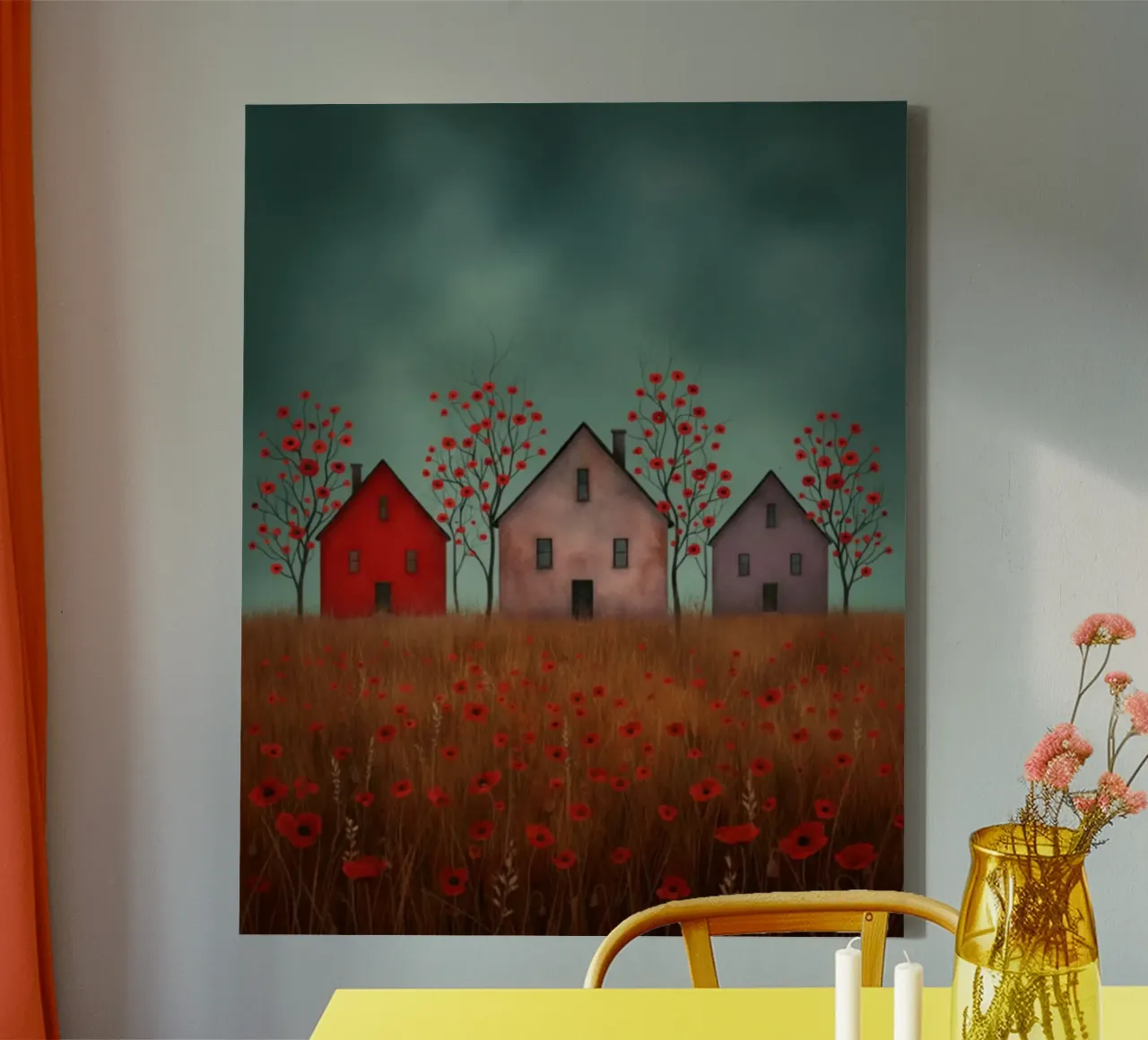 Tre case tela da vincenzomarzocchiartist