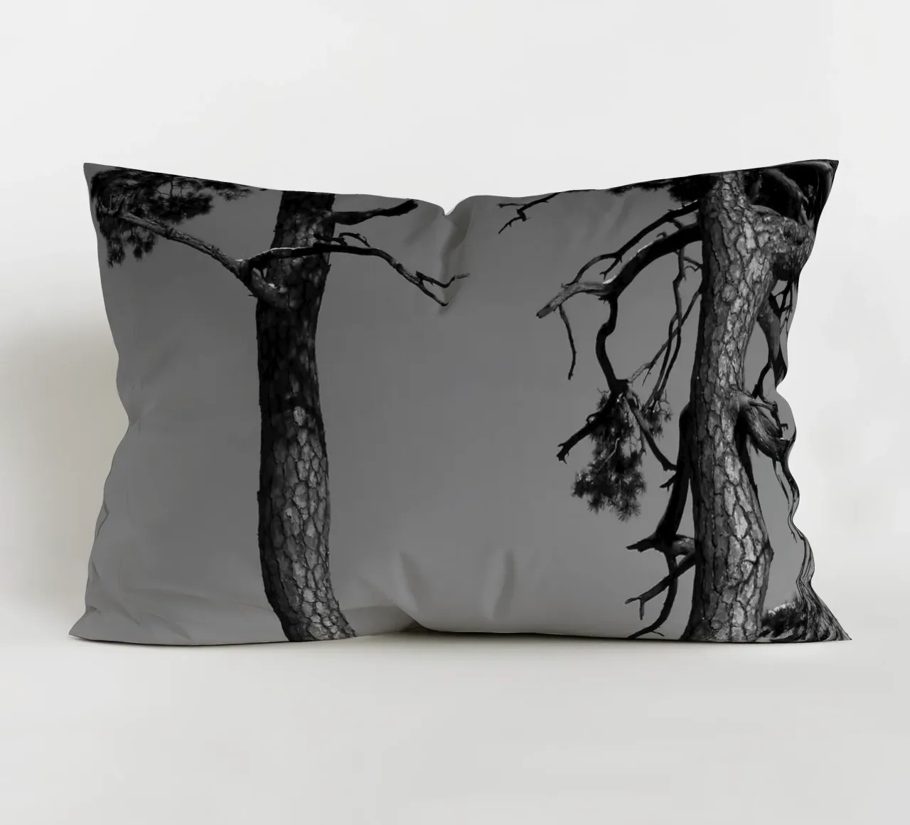 Due alberi in inverno su una collina in bianco e nero cuscino da Something for you