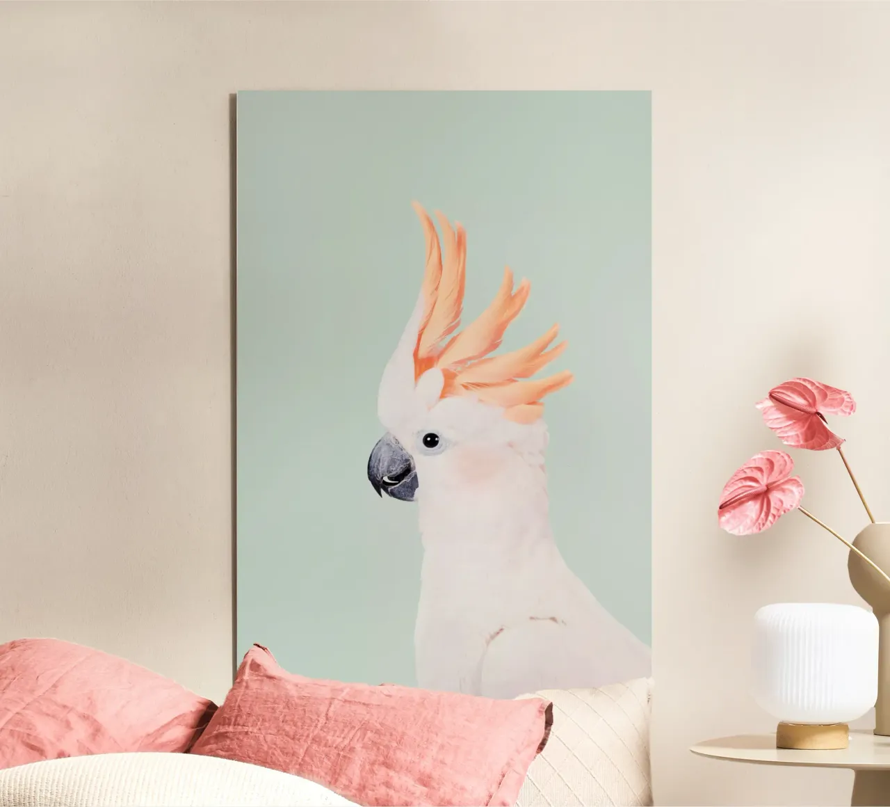 Cacatua su menta alluminio dibond da Kathrin Pienaar