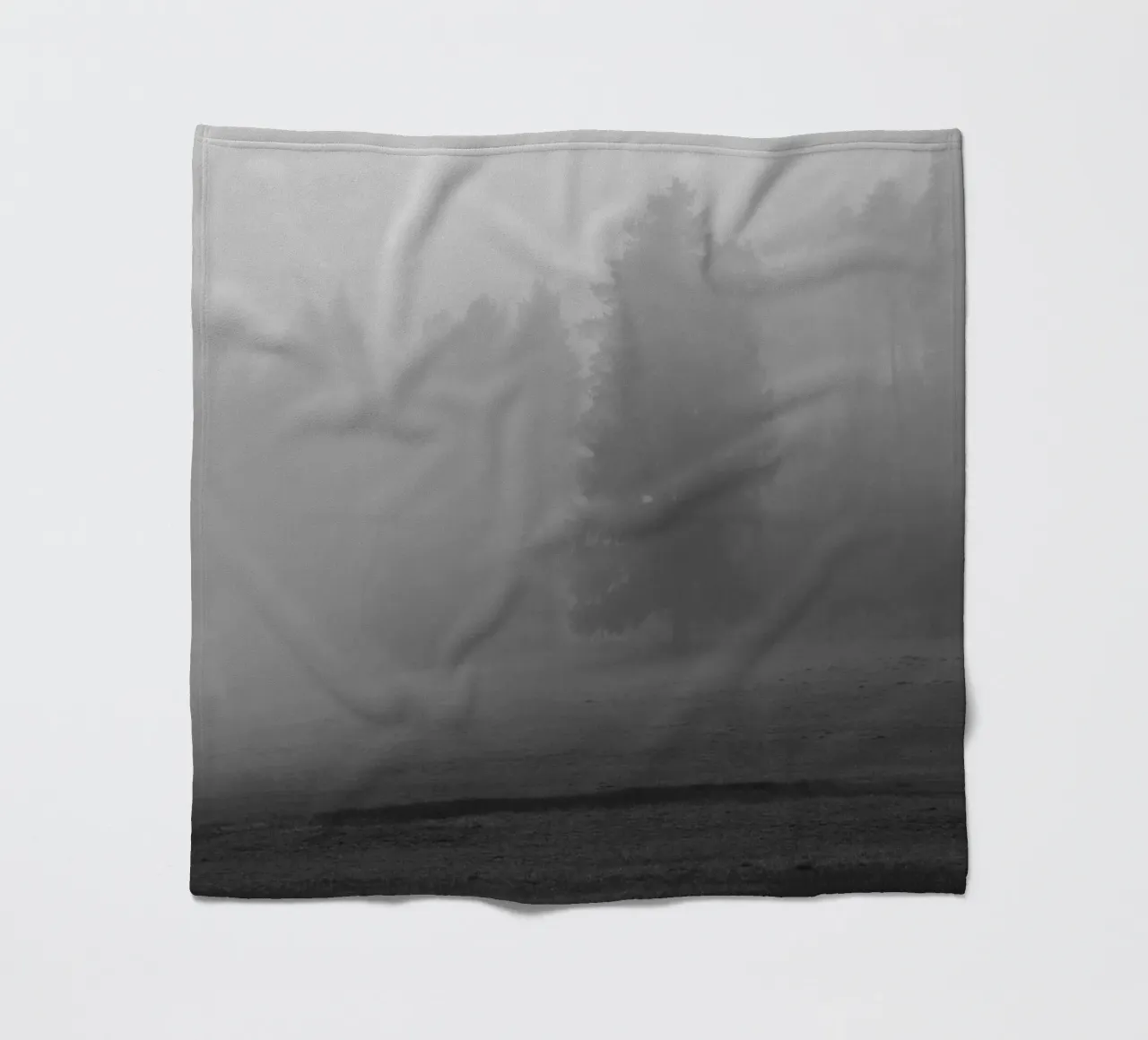 Meadow and trees in the fog fleece blanket by Something for you