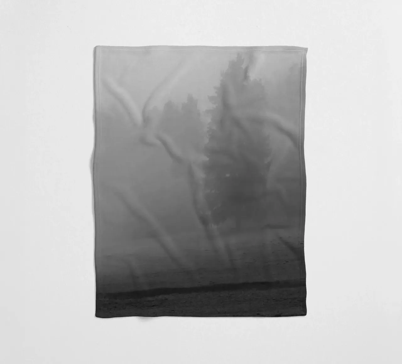 Meadow and trees in the fog fleece blanket by Something for you