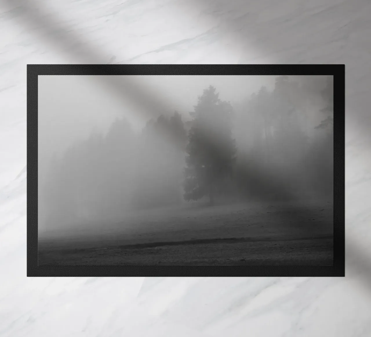 Meadow and trees in the fog doormat by Something for you