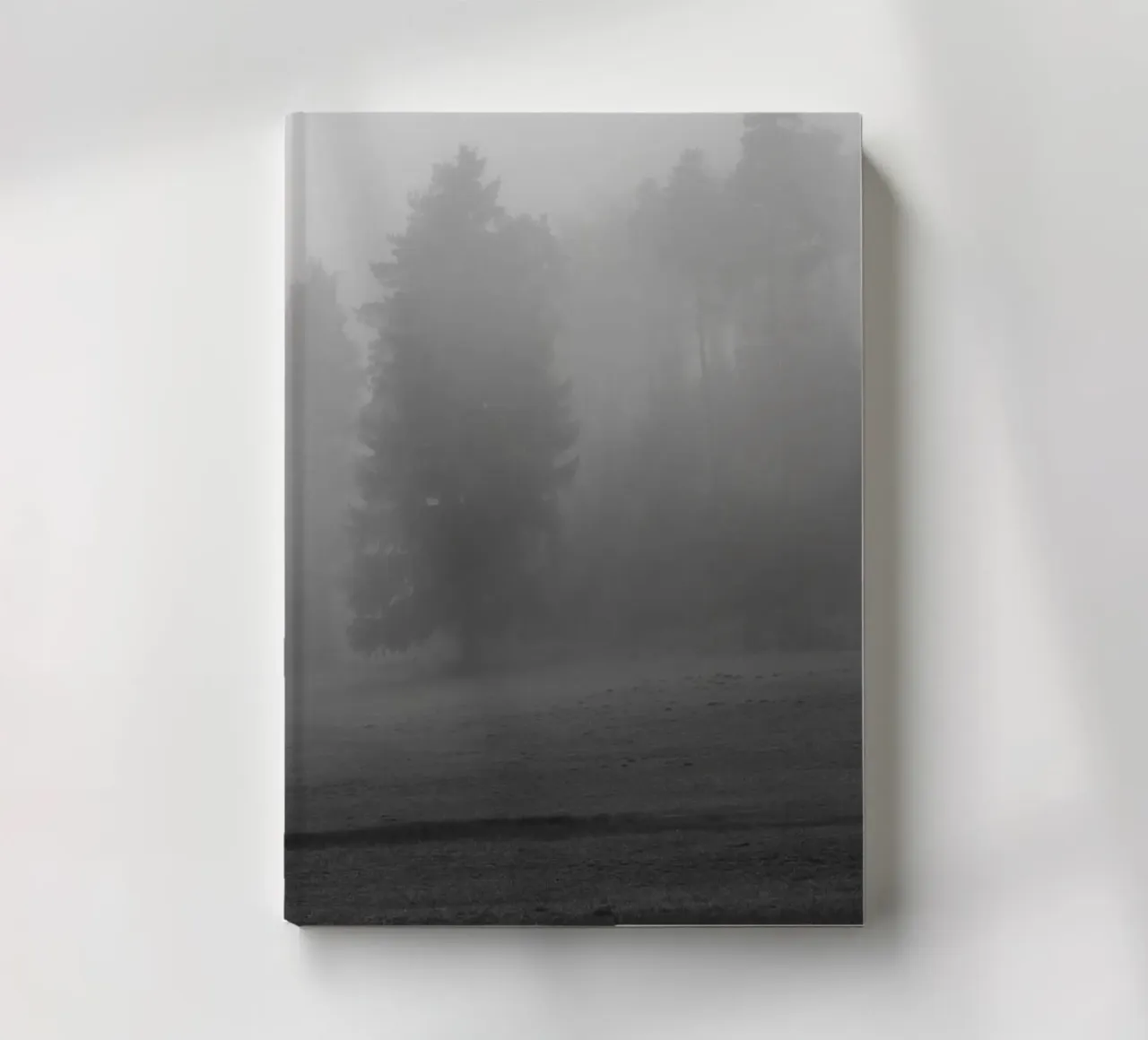 Meadow and trees in the fog notebook by Something for you