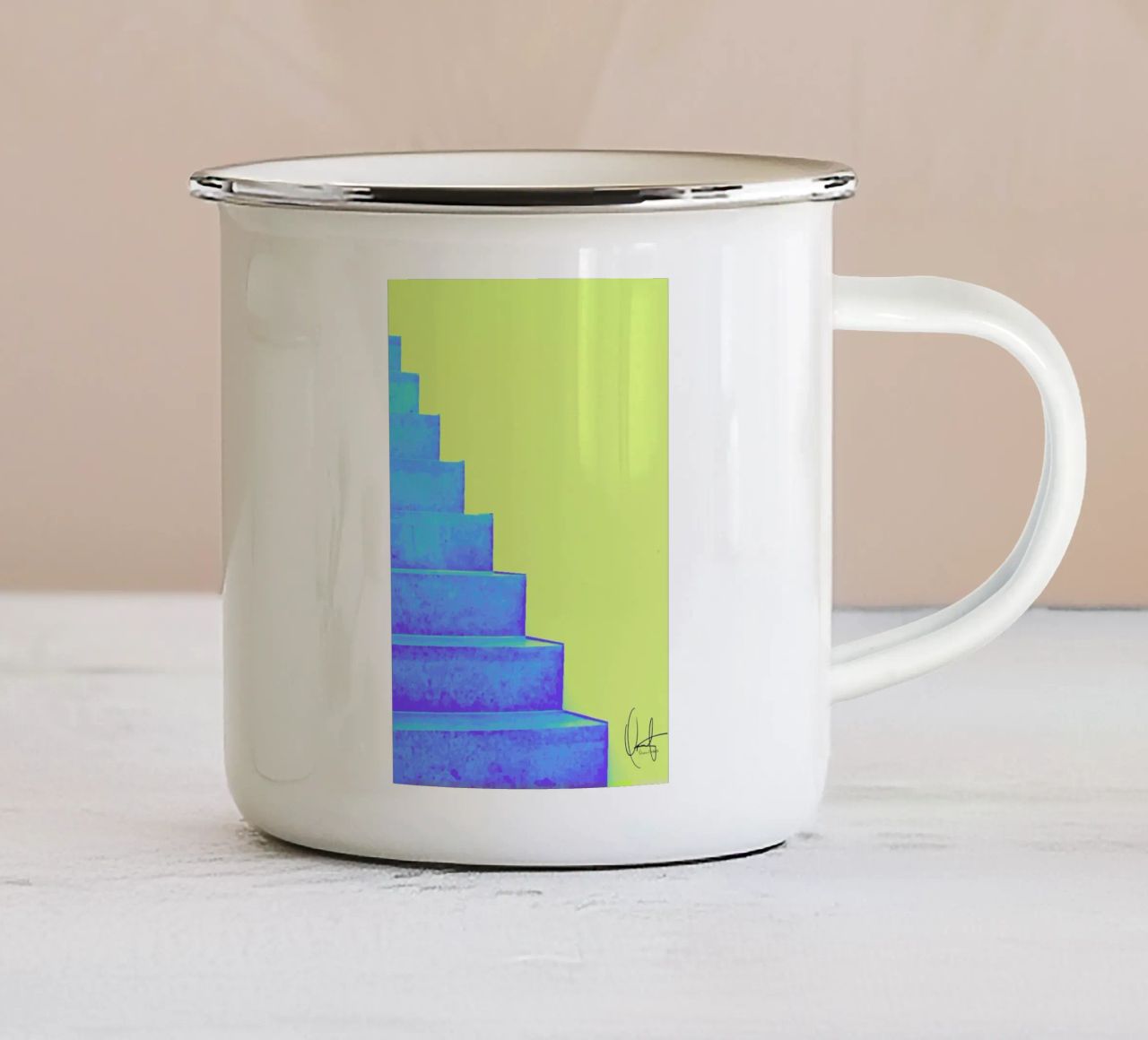 Santorini tazza in smalto da Xchange Art Studio