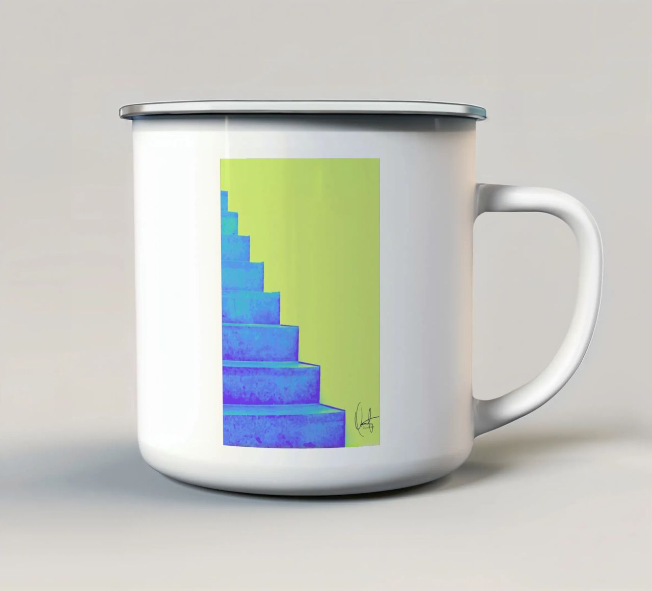 Santorini tazza in smalto da Xchange Art Studio