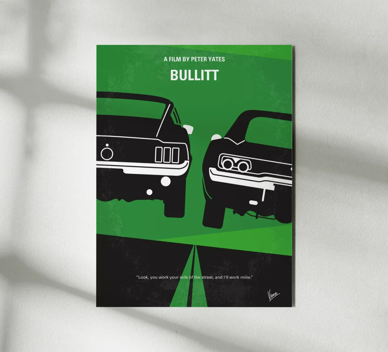 No214 My BULLITT minimal movie poster alluminio dibond da Chungkong