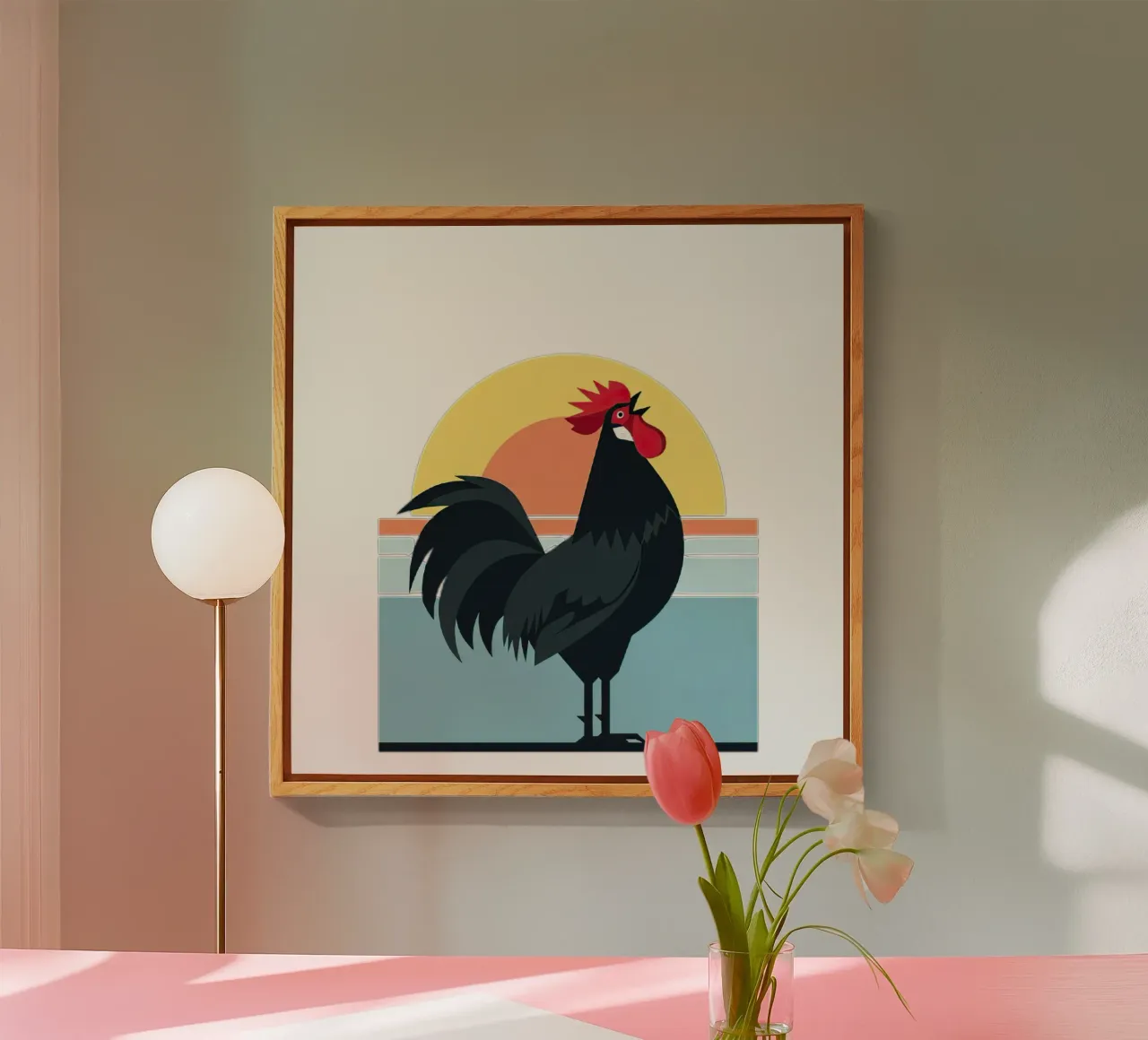 rooster crowing plexiglass da Minimalist vector art