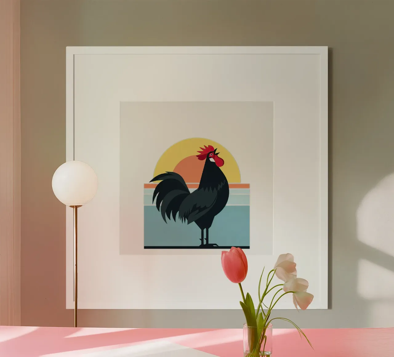 rooster crowing poster by Minimalist vector art