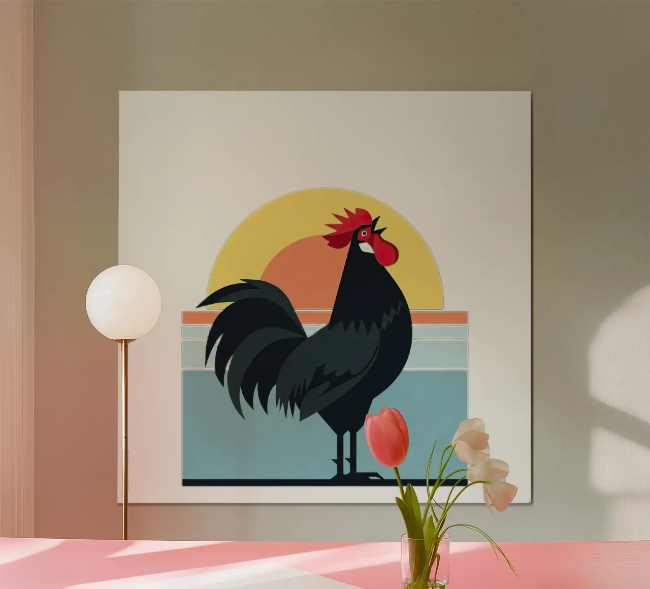rooster crowing poster by Minimalist vector art