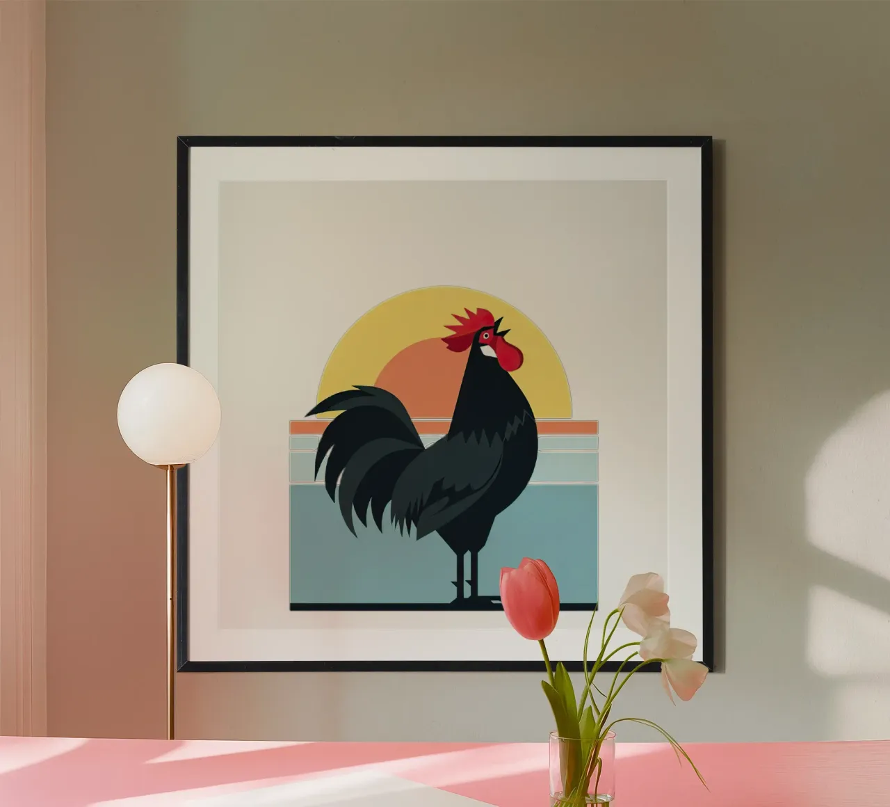 rooster crowing poster by Minimalist vector art