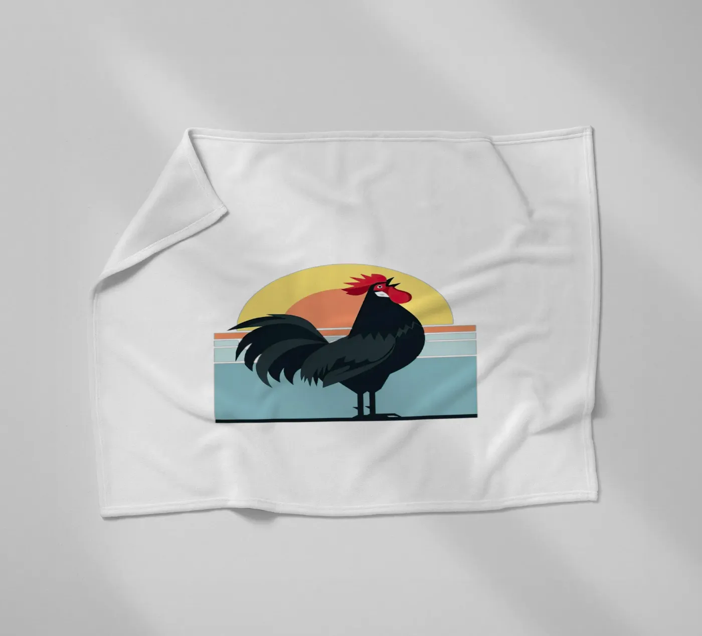rooster crowing fleece blanket by Minimalist vector art