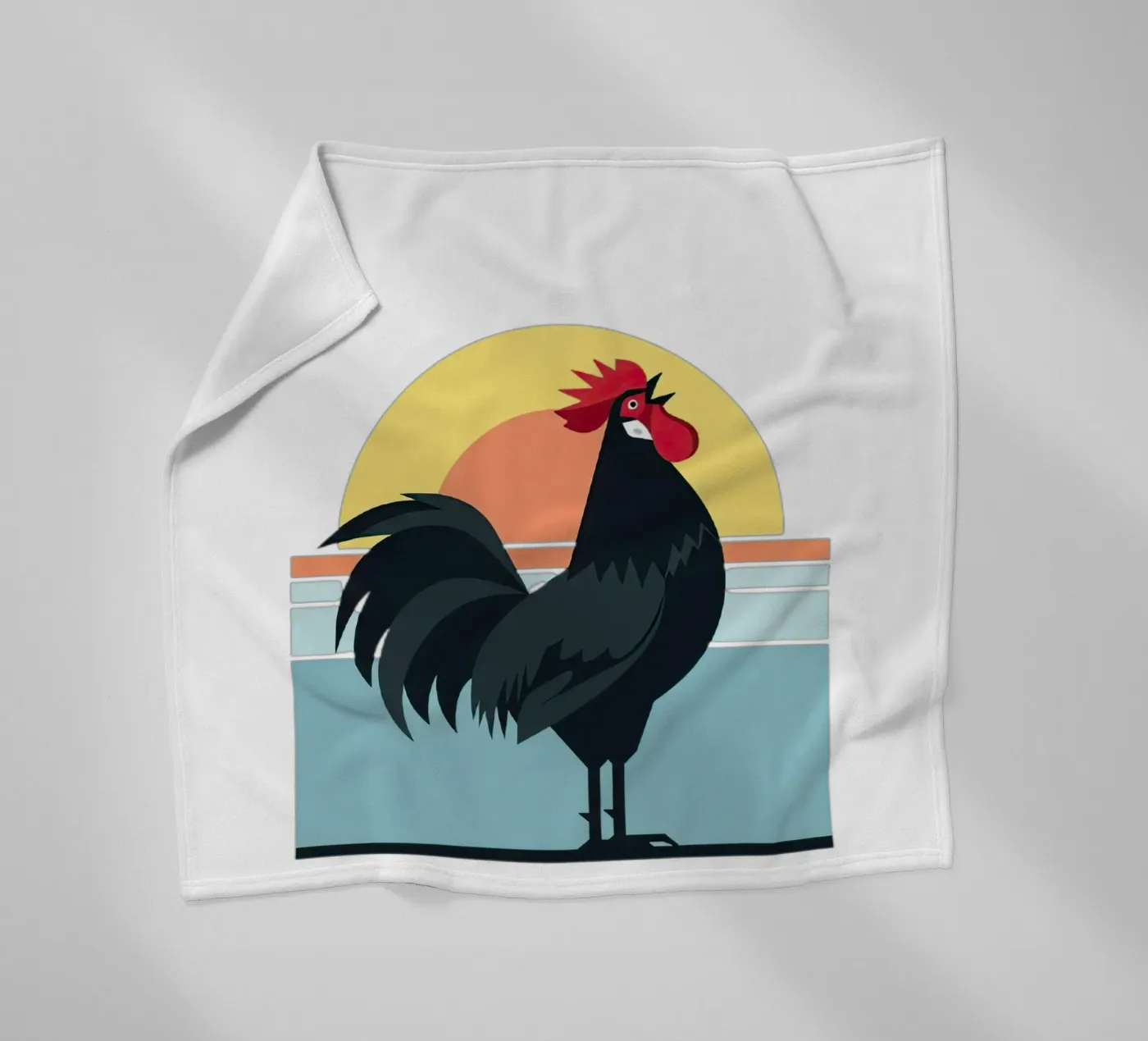 rooster crowing fleece blanket by Minimalist vector art