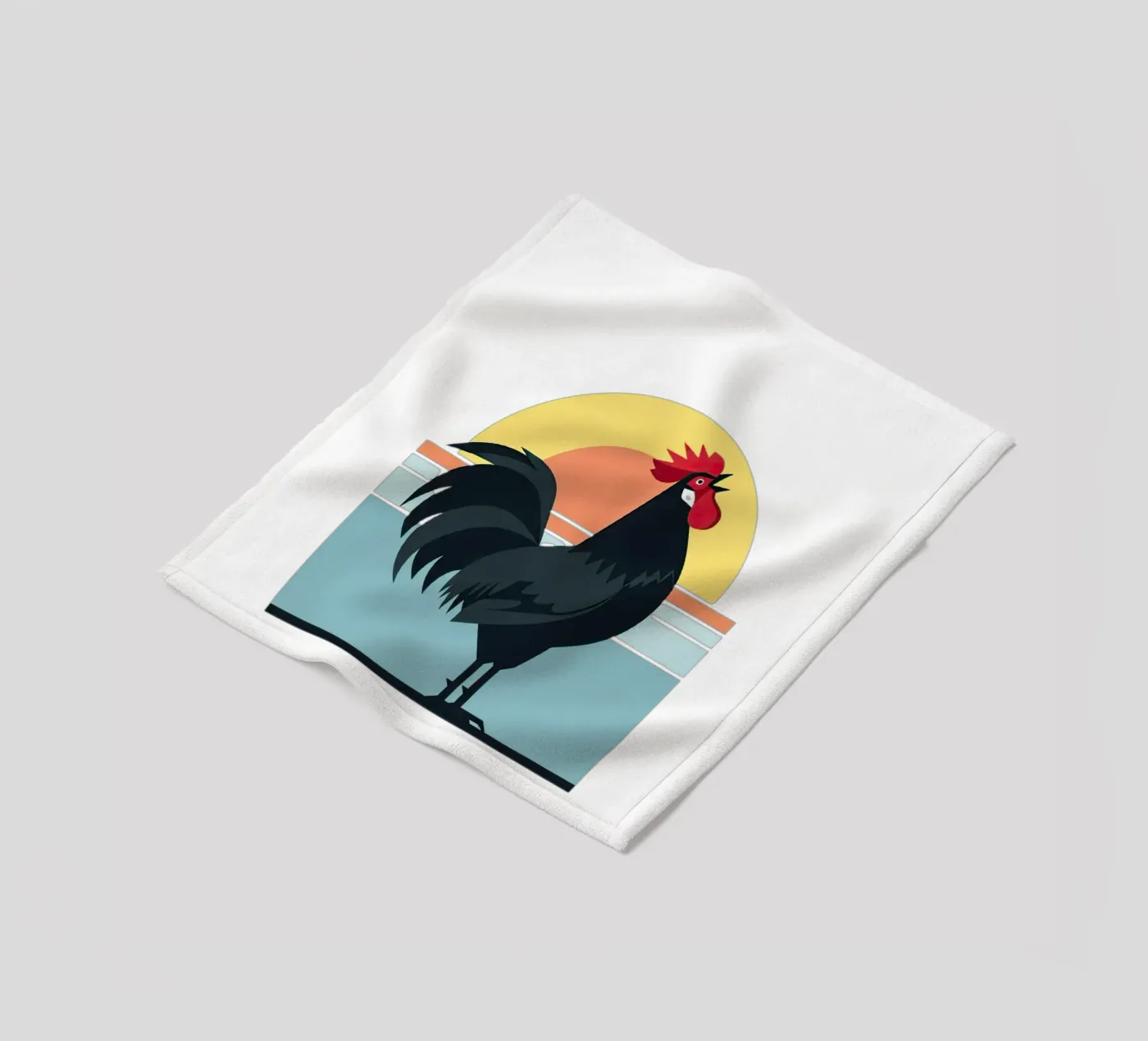 rooster crowing fleece blanket by Minimalist vector art