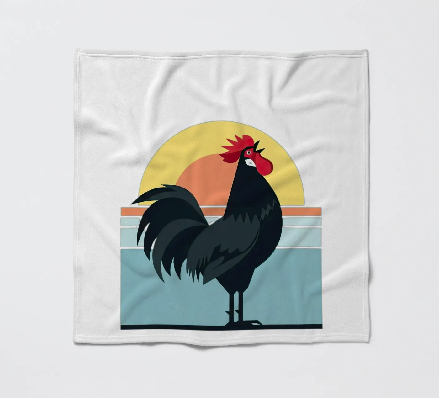 rooster crowing fleece blanket by Minimalist vector art