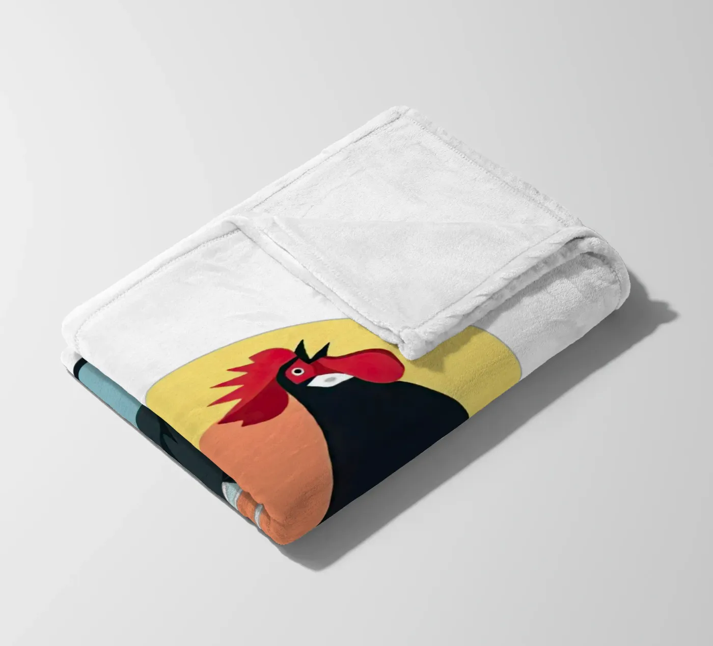 rooster crowing fleece blanket by Minimalist vector art