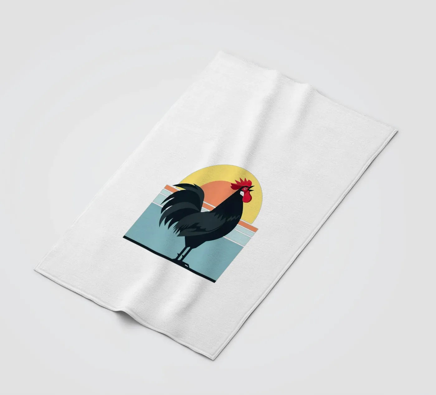 rooster crowing fleece blanket by Minimalist vector art