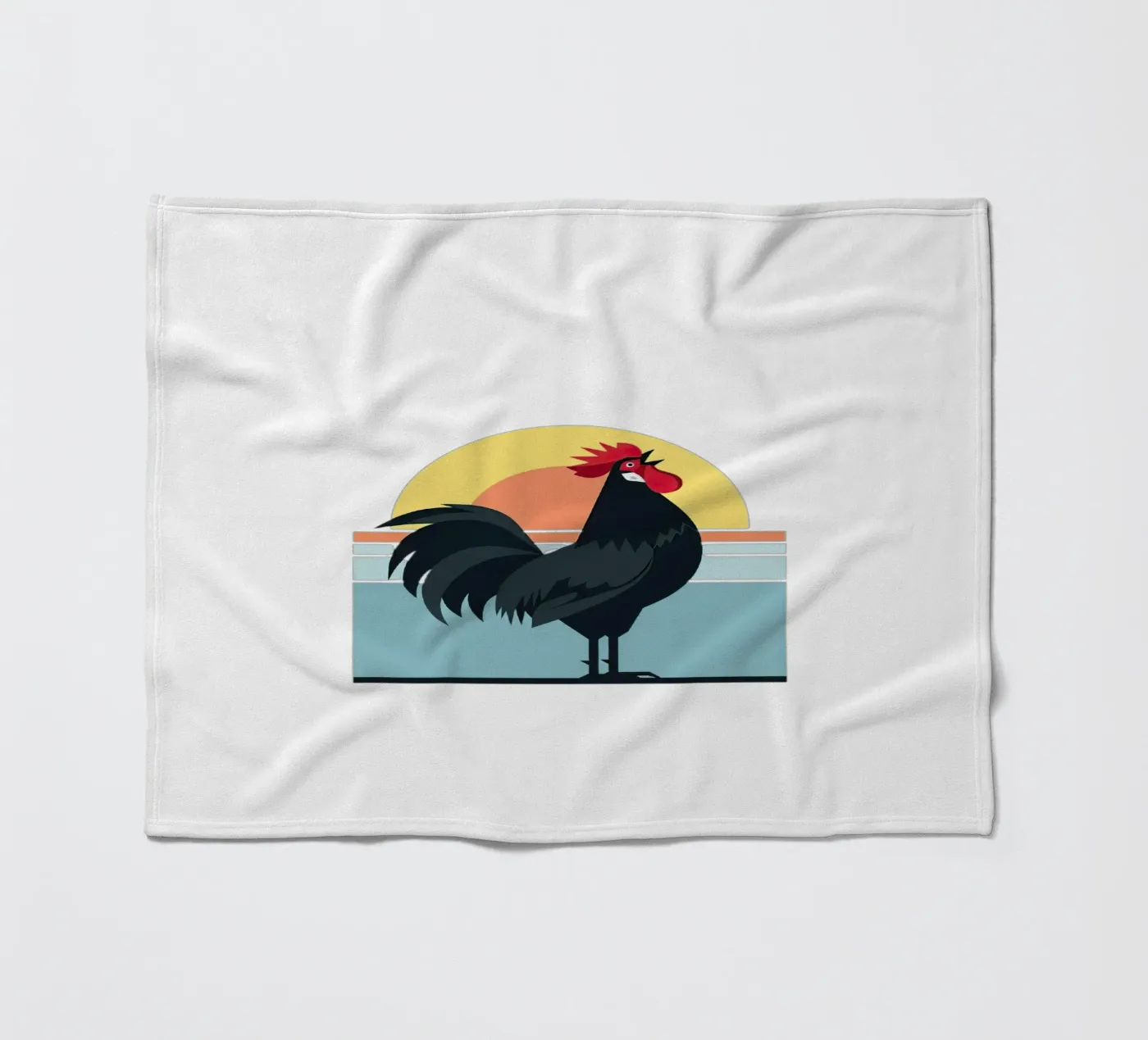 rooster crowing fleece blanket by Minimalist vector art