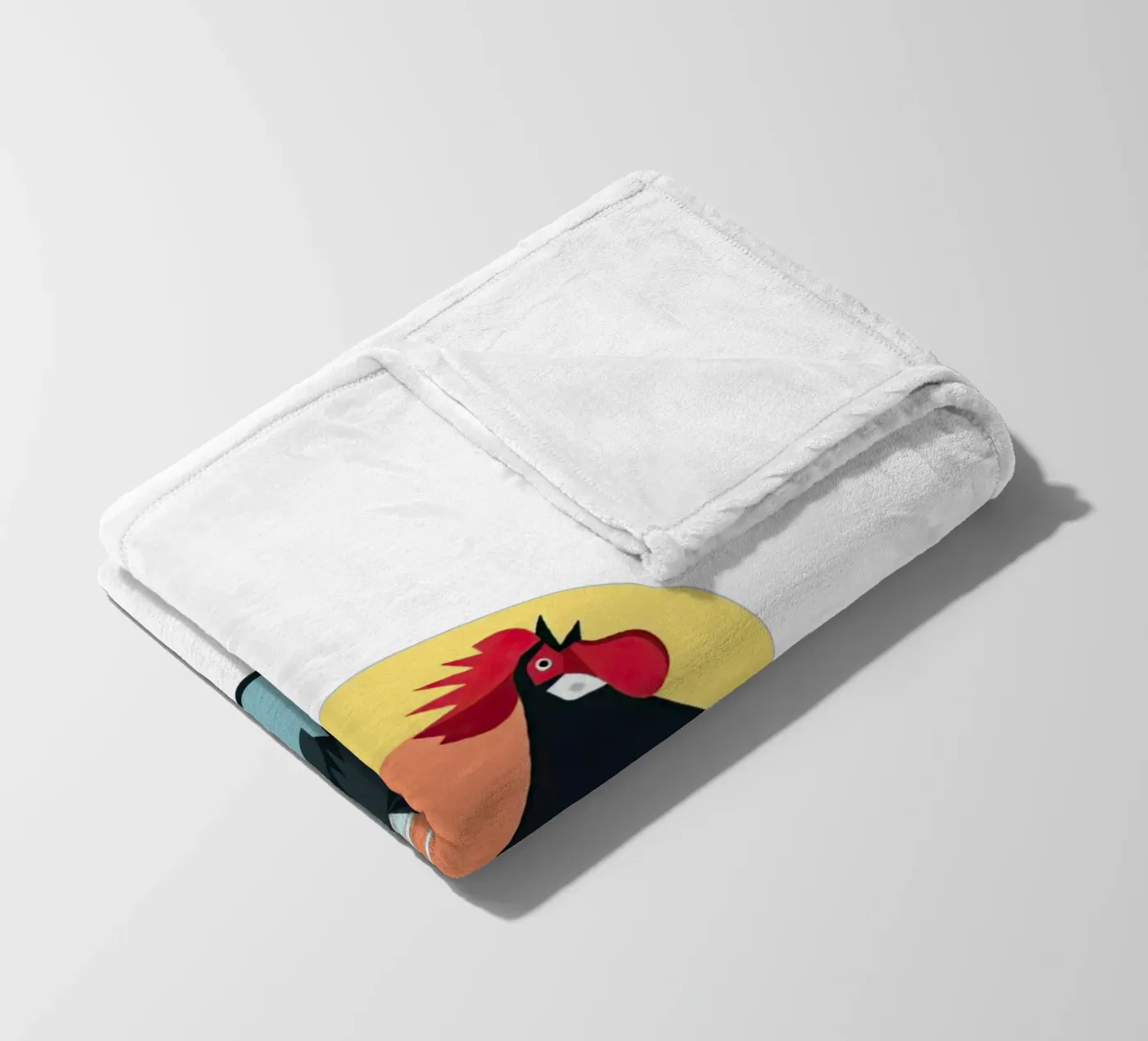rooster crowing fleece blanket by Minimalist vector art
