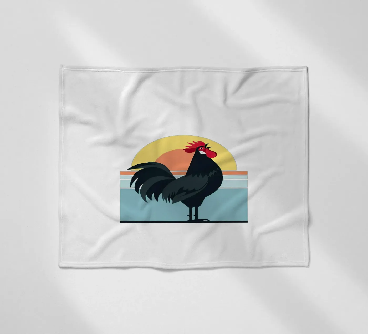rooster crowing fleece blanket by Minimalist vector art