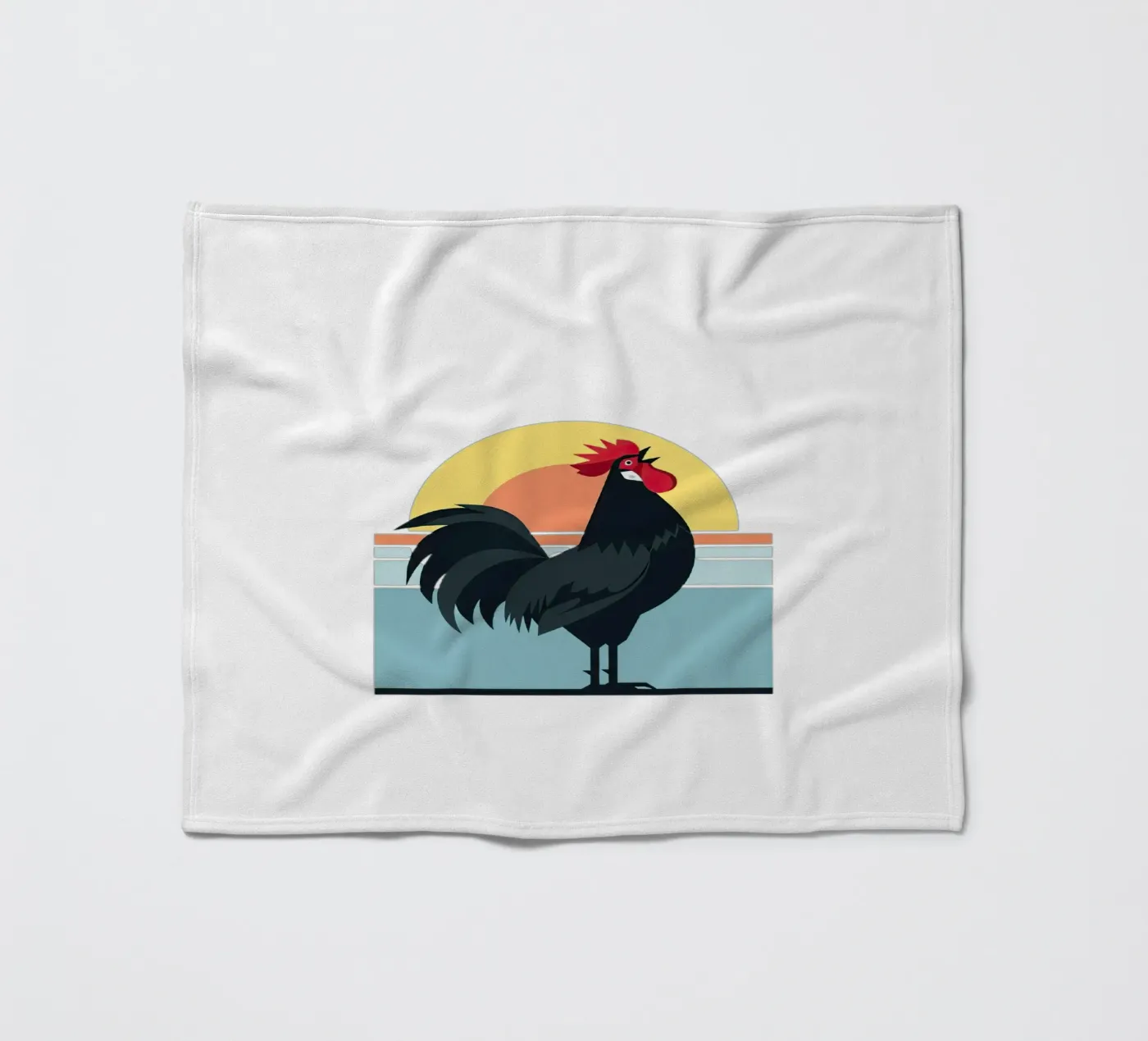 rooster crowing fleece blanket by Minimalist vector art